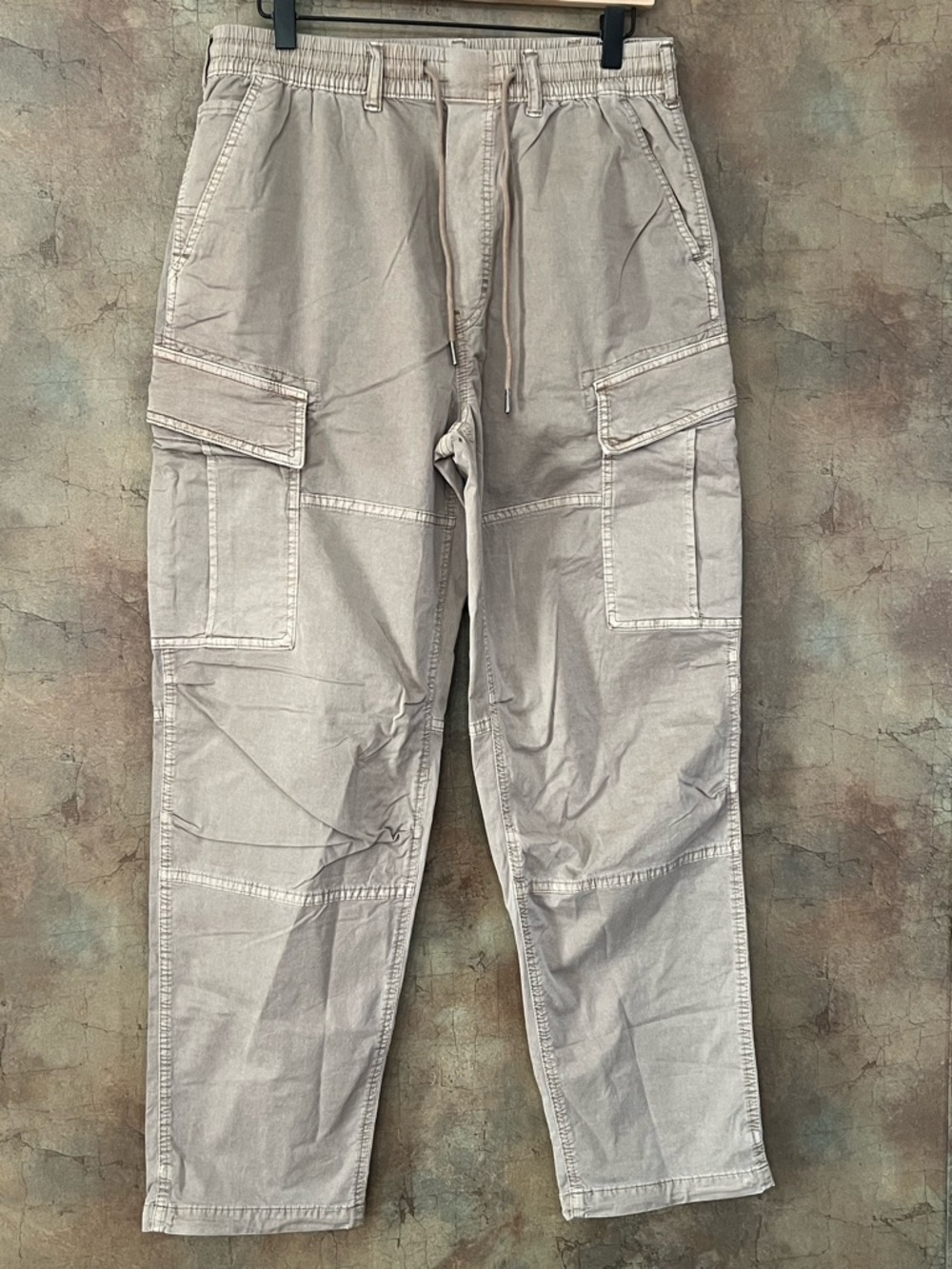 Men's Cargo Drawstring Pants - Light Tan